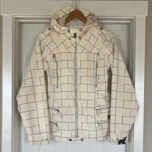 Burton Women's Ski Jacket - Cream with Red and Yellow Accents